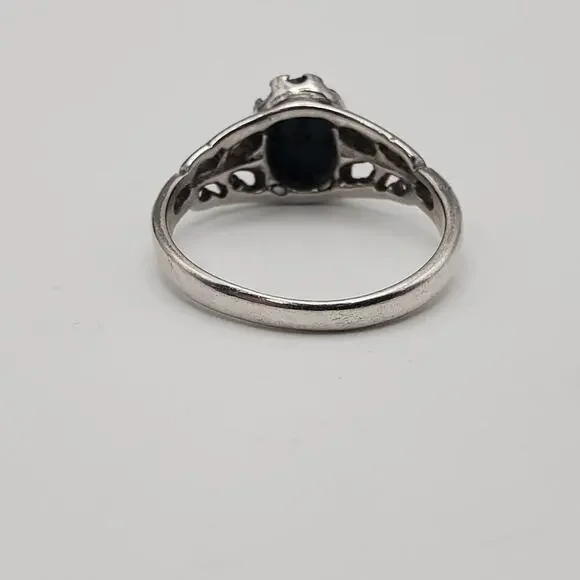 Seta Sterling Silver Vintage 925 Solitaire Blue Gem Ring Size 7.5 - Picture 5 of 8